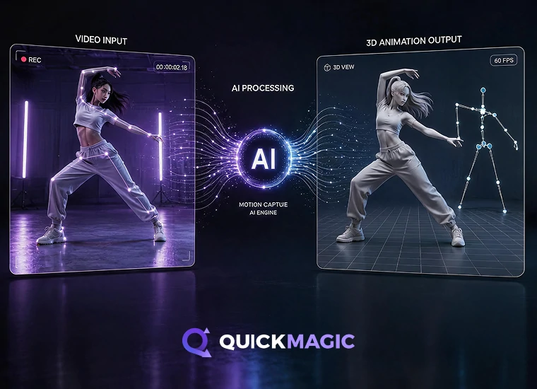AI video to 3D animation motion capture converting human movement from dance, sports, and action videos into 3D motion data